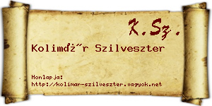 Kolimár Szilveszter névjegykártya